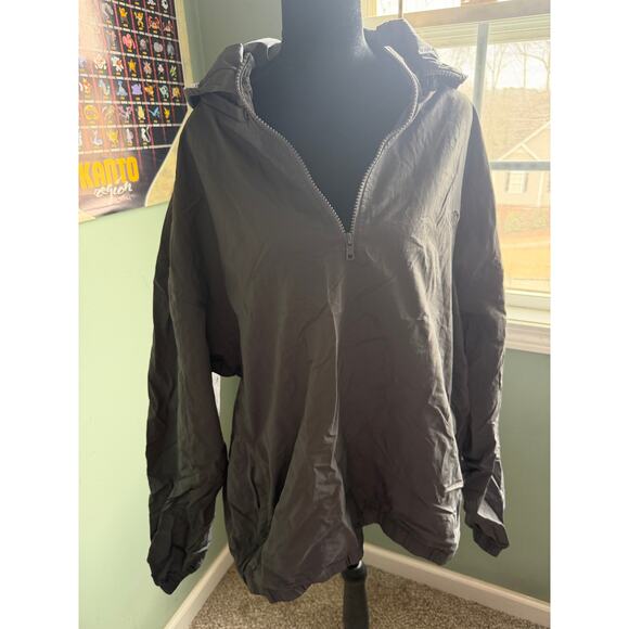 Lovello Tops - Lovello Elizabeth 2XL Gray Hooded Windbreaker Jacket Pullover 1/2 Zip